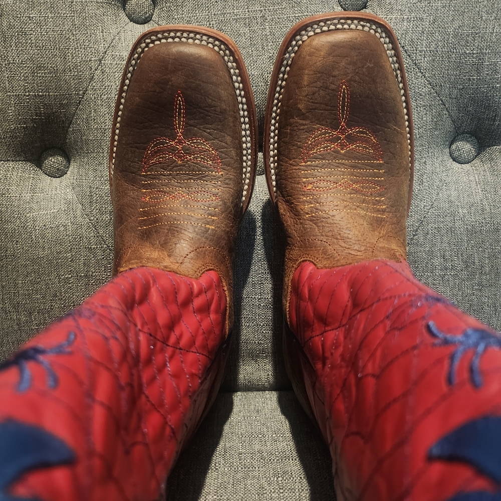 Spiderman Boots From Olathe Boot Co. Red and Blue Spiderman Kids' Western Boots - Picture 6 of 7
